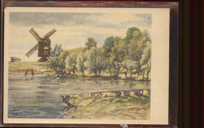 Heudeber Dorfteich Mühle Illustration