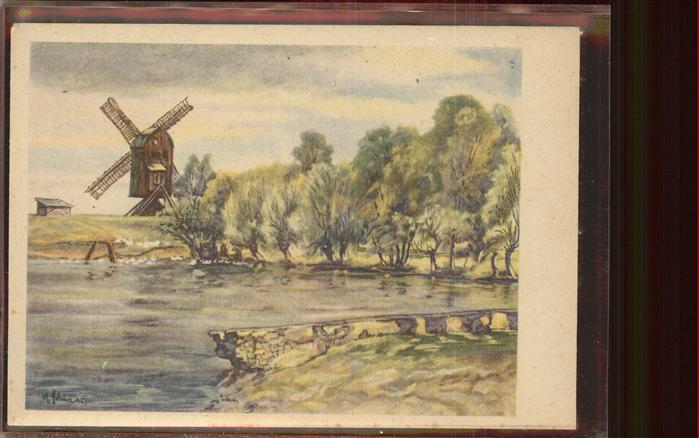 Heudeber Dorfteich Mühle Illustration