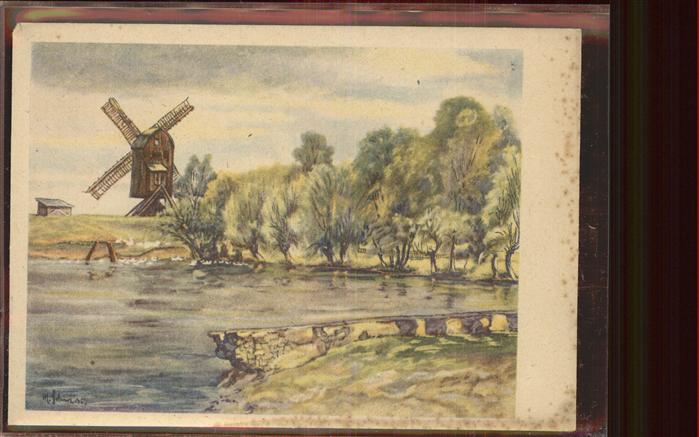 Heudeber Dorfteich Mühle Illustration