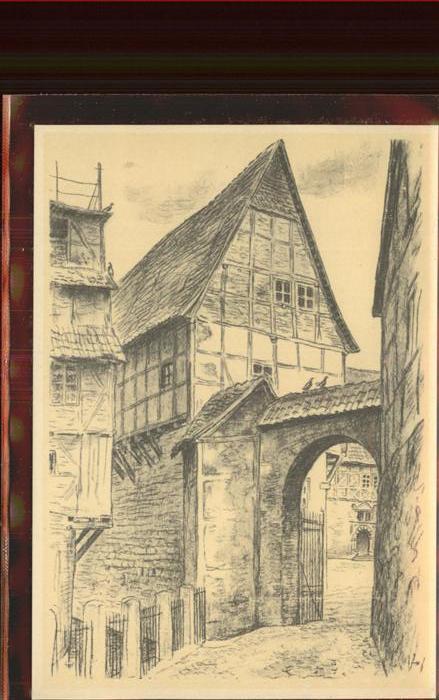 Quedlinburg Harz Eingang zum Fleischhof Illustration