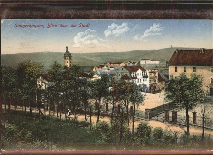 Sangerhausen Suedharz Blick über die Stadt Kirche Feldpost