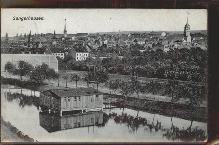 Sangerhausen Suedharz Blick über die Stadt Bootshaus Feldpost