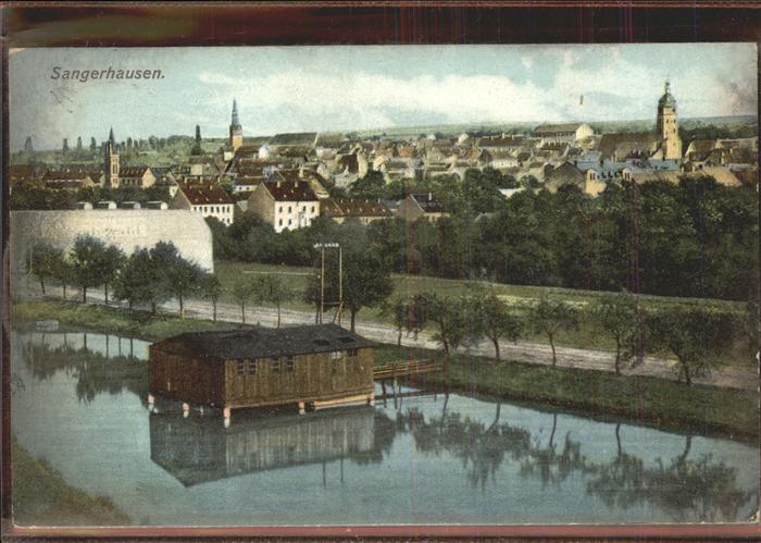 Sangerhausen Suedharz Blick ueber die Stadt Bootshaus