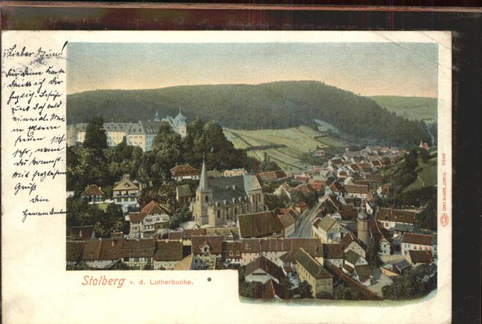 Stolberg Harz Blick von der Lutherbuche Kirche Schloss
