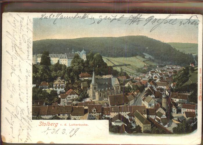 Stolberg Harz Blick von der Lutherbuche Kirche Schlos