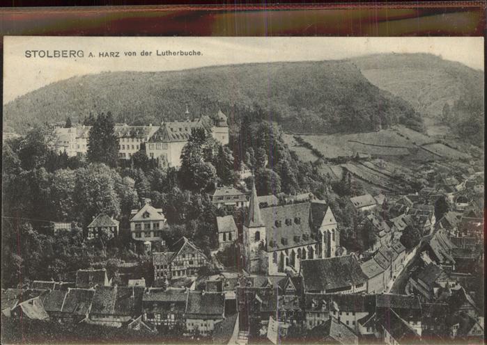 Stolberg Harz Blick von der Lutherbuche Kirche Schlos