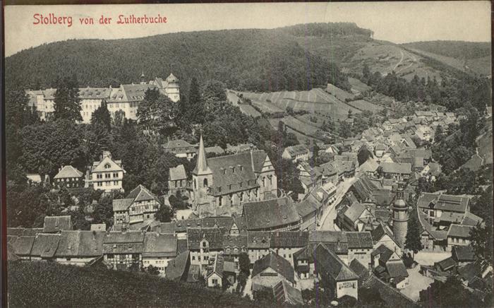 Stolberg Harz Blick von der Lutherbuche Kirche Schloss