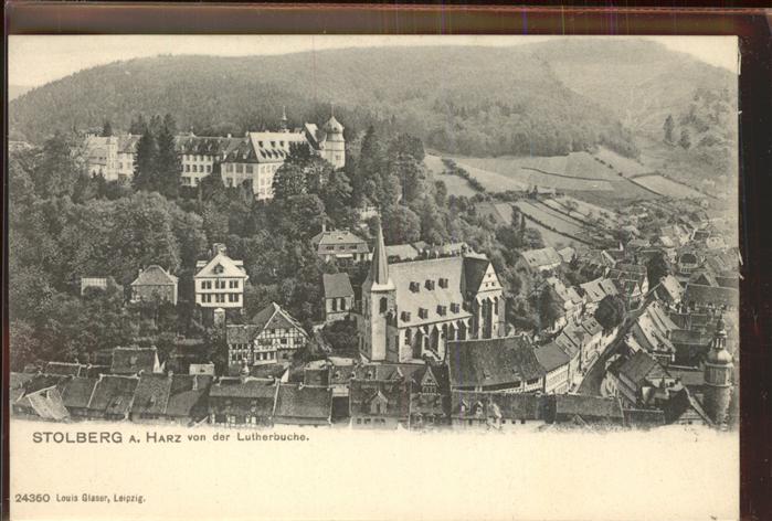 Stolberg Harz Blick von der Lutherbuche Kirche Schlos