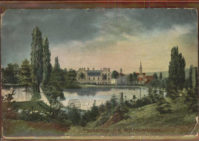 Sangerhausen Suedharz Rosarium Teich Kirche