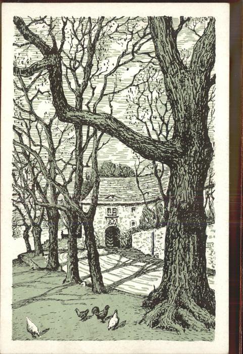 Burgscheidungen Torhäuschen Schlosseinfahrt Hühner Küns