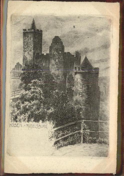 Rudelsburg Kösen Zeichnung Künstlerkarte