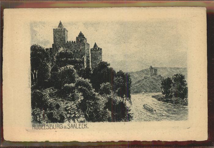 Rudelsburg Künstlerkarte Saaleck Zeichnung