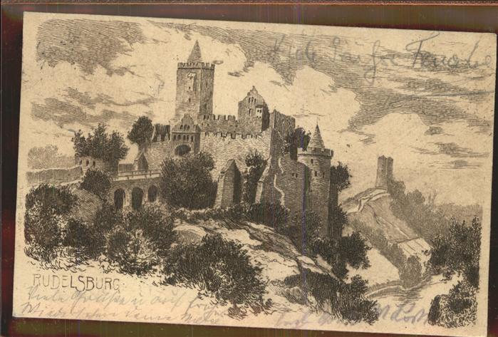 Rudelsburg Künstlerkarte Zeichnung Burg