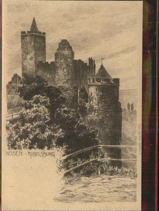 Rudelsburg Kösen Künstlerkarte Zeichnung