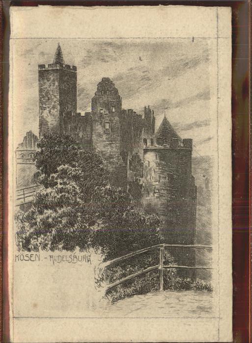 Bad Koesen Rudelsburg Künstlerkarte Zeichnung