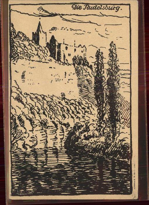 Rudelsburg Künstlerkarte Federzeichnung Otto Zorn