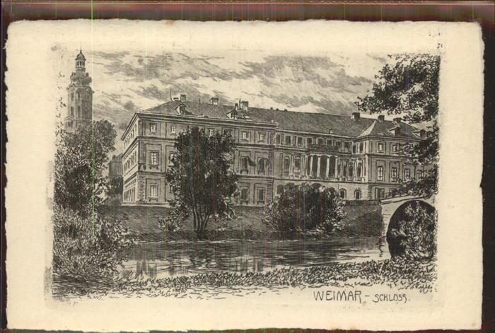 Weimar Thueringen Schloss Künstlerkarte Kupferdruck