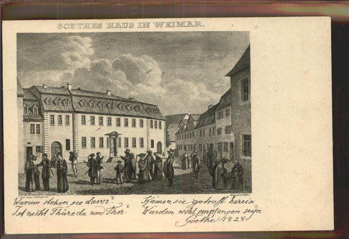 Weimar Thueringen Goethes Haus Kuenstlerkarte Stich von Schuetze 1828