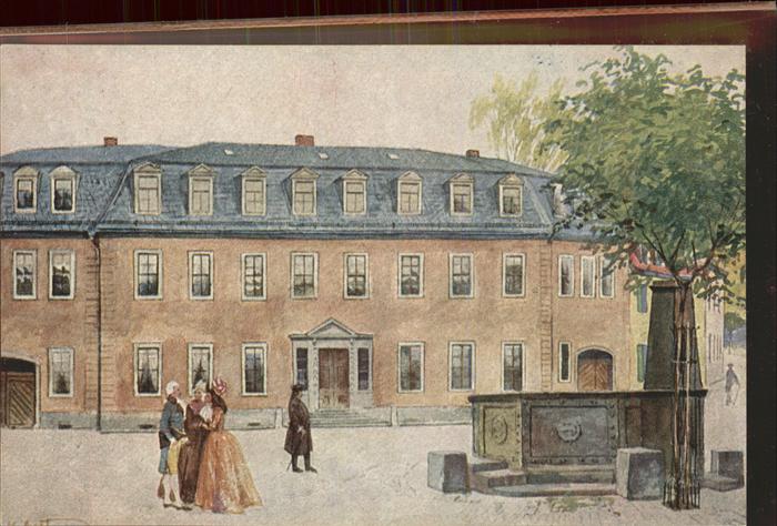 Weimar Thueringen Goehte Haus mit Brunnen Künstlerkarte