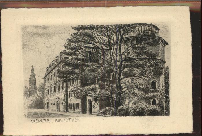 Weimar Thueringen Bibliothek Künstlerkarte Kupferdruck Fr