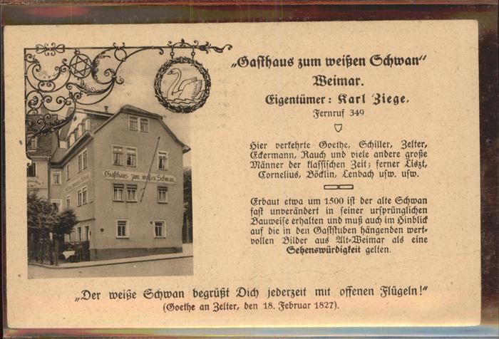 Weimar Thueringen Gasthaus zum Weissen Schwan Karl Ziege
