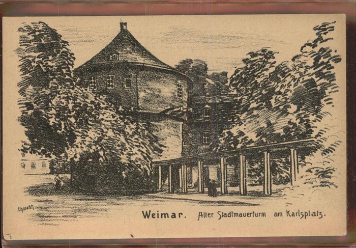 Weimar Thueringen Alter Stadtmauerturm am Karlsplatz