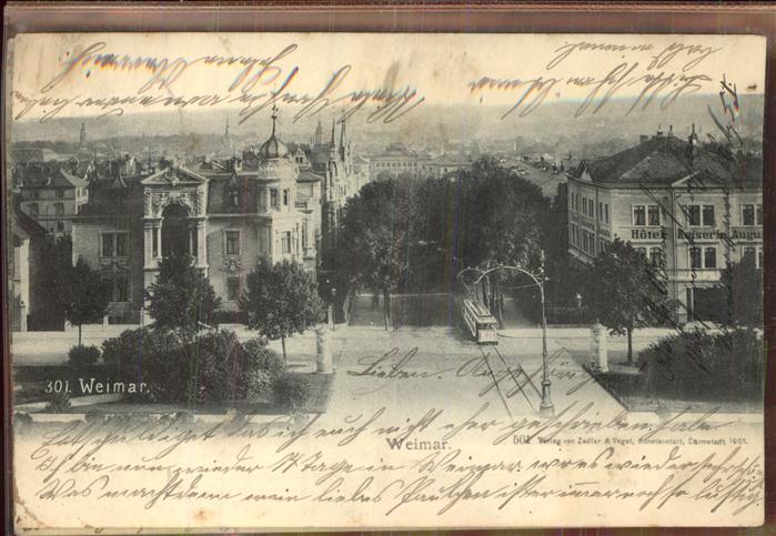 Weimar Thueringen Panorama mit Strassenbahn