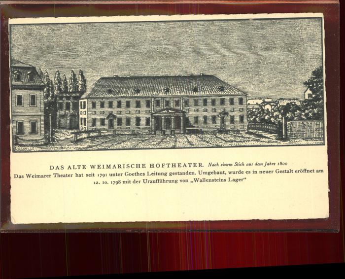Weimar Thueringen Altes Hoftheather Stich von 1800 Künstl
