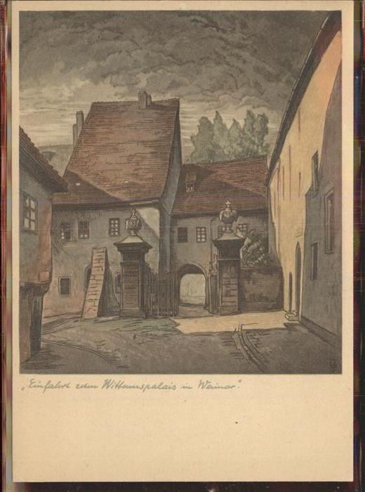 Weimar Thueringen Einfahrt zum Palais Kuenstlerkarte