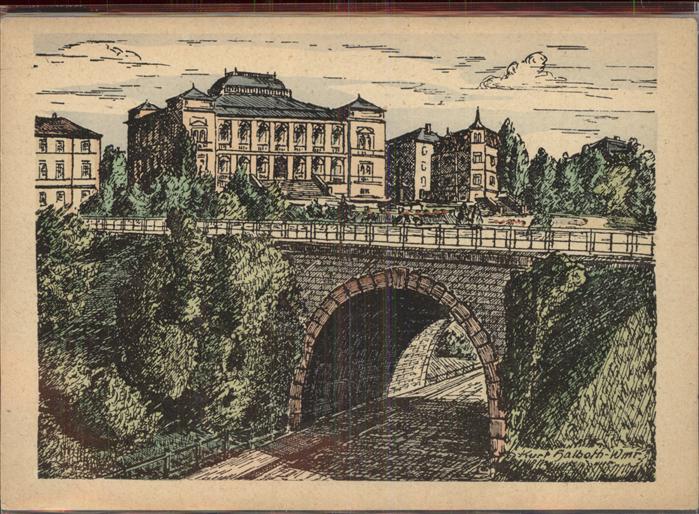 Weimar Thueringen Viadukt Brücke Künstlerkarte