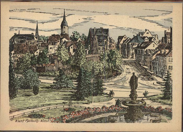 Weimar Thueringen Vimariabrunnen Kettenberg Kuenstlerkarte Kurt Halboth