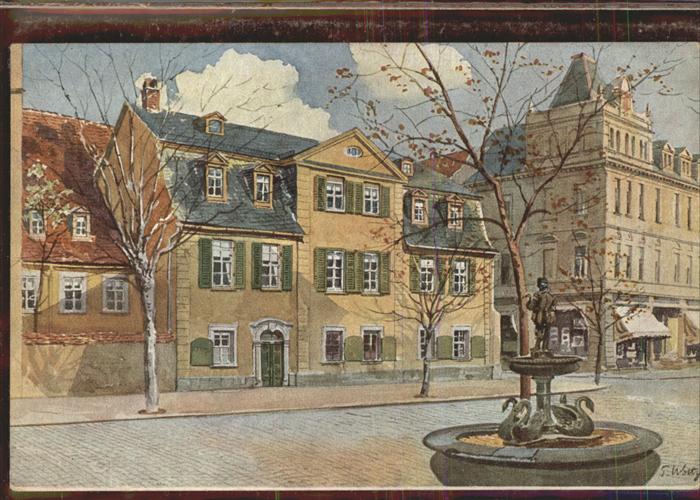 Weimar Thueringen Schillerhaus Künstlerkarte Brunnen