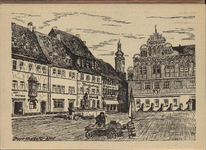 Weimar Thueringen Künstlerkarte Marktplatz