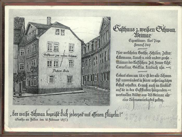 Weimar Thueringen Gasthaus z. weißen Schwan Geschichte