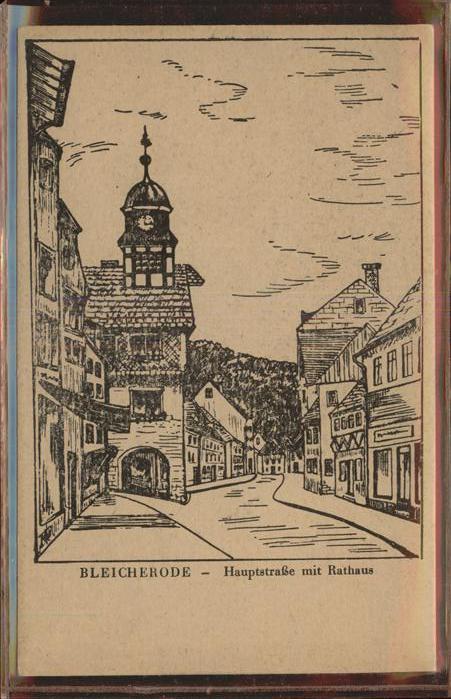 Bleicherode Hauptstrasse Rathaus Künstlerkarte