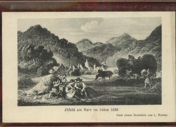 Ilfeld Ilfeld Suedharz Panorama Künstlerkarte bei Heuernte Sta