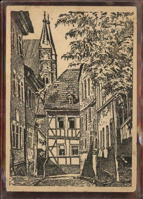 Nordhausen Thueringen Pfaffengasse mit Dom Künstlerkarte Curt