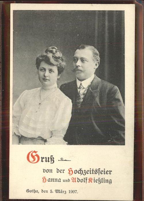 Gotha Thueringen Hochzeitspaar Hanna und Adolf Kießling