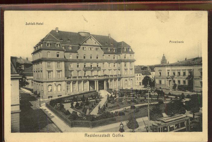Gotha Thueringen Schloss-Hotel Privatbank Straßenbahn