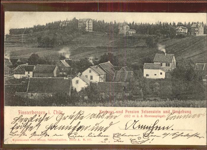 Finsterbergen Blick auf Kurhaus u.Pensions Felsenstei