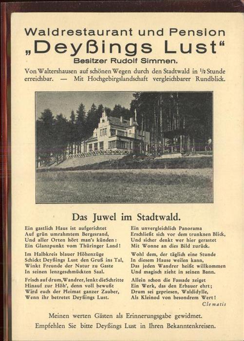 Waltershausen Gotha Pension Deyßings Lust