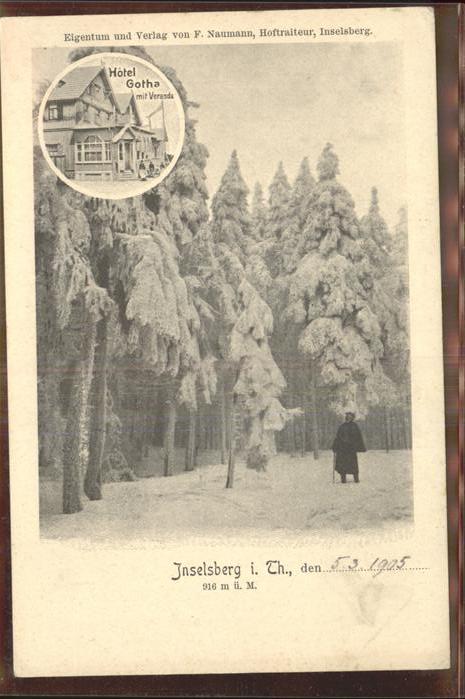 Inselsberg Schmalkalden Winterlandschaft mit Hotel Gotha
