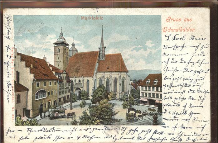 Schmalkalden Marktplatz mit Kirche und Rathaus