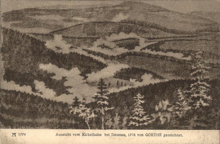 Ilmenau Thueringen Blick vom Kickelhahn Zeichnung von Goet