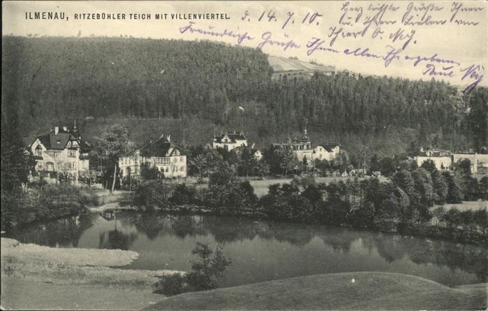 Ilmenau Thueringen Ritzebühler Teich mit Villenviertel