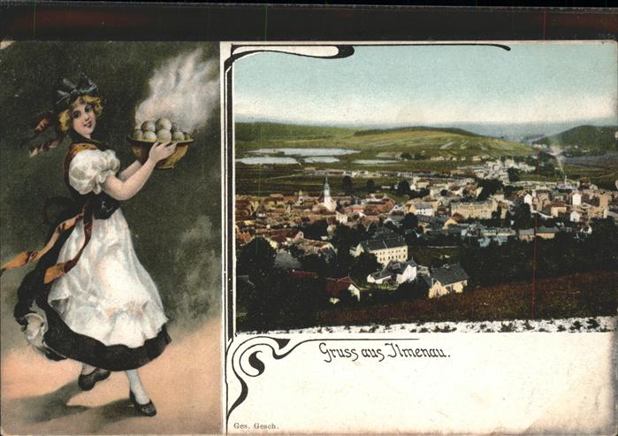 Ilmenau Thueringen Panorama Trachtenmädel