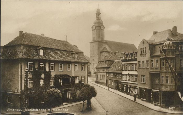 Ilmenau Thueringen Marktstrasse mit Apotheke und Kirche