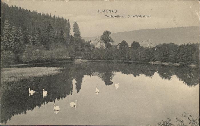 Ilmenau Thueringen Teichpartie am Scheffeldenkmal