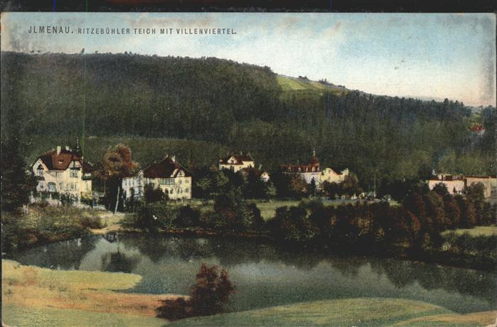 Ilmenau Thueringen Ritzebühler Teich mit Villenviertel