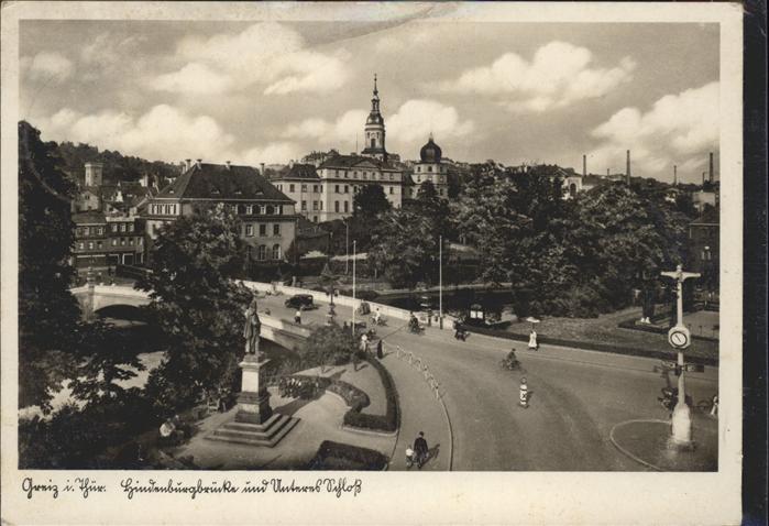 Greiz Thueringen Hindenburgbrücke und Unteres Schloss
